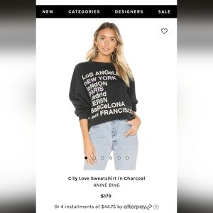 Anine bing city love sweatshirt, XS